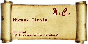 Micsek Cinnia névjegykártya
